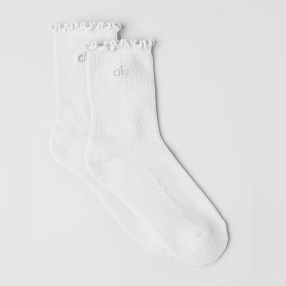 Alo White Ribbed Socks - Picture 2 of 2